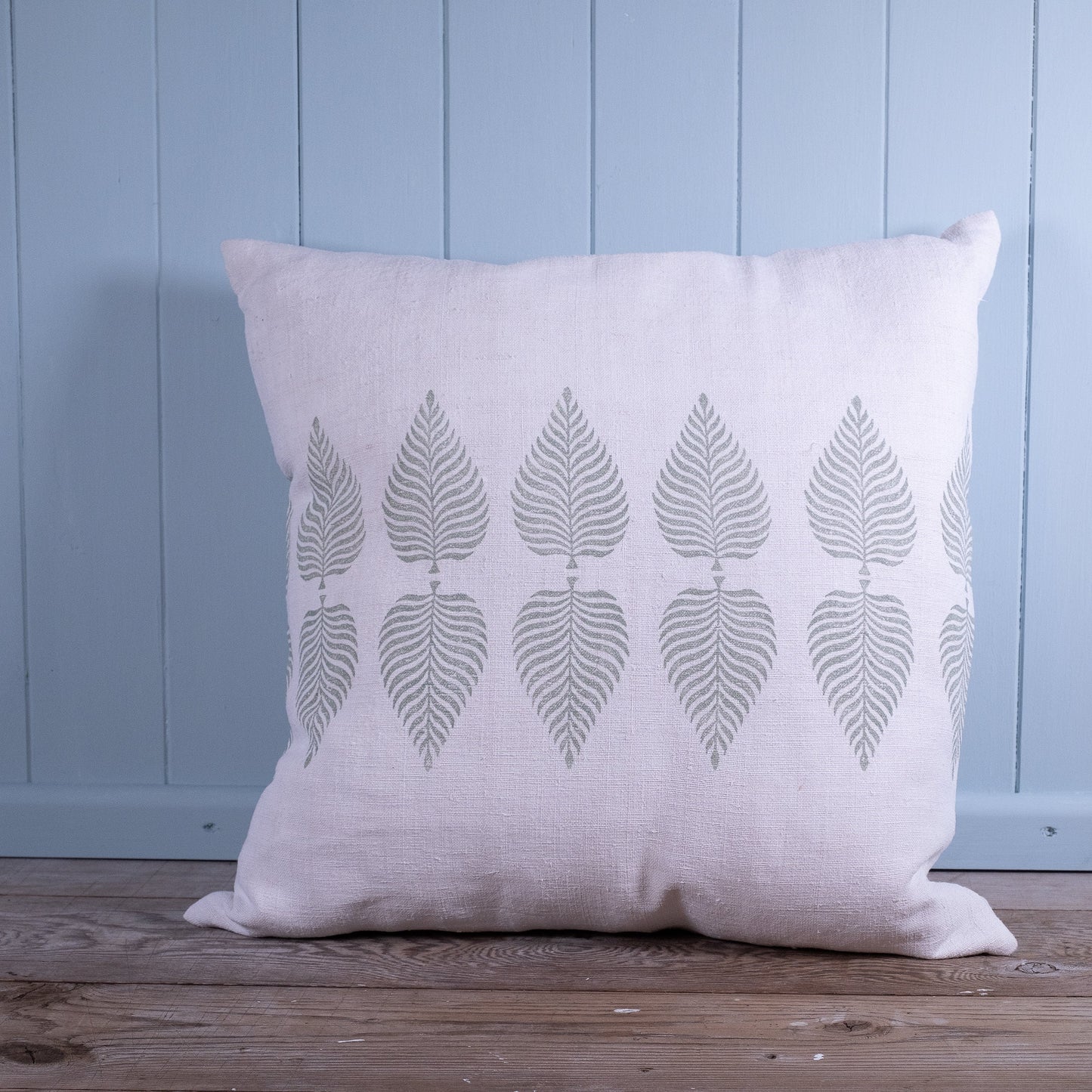 Handmade on antique hemp, block printed cushion cover