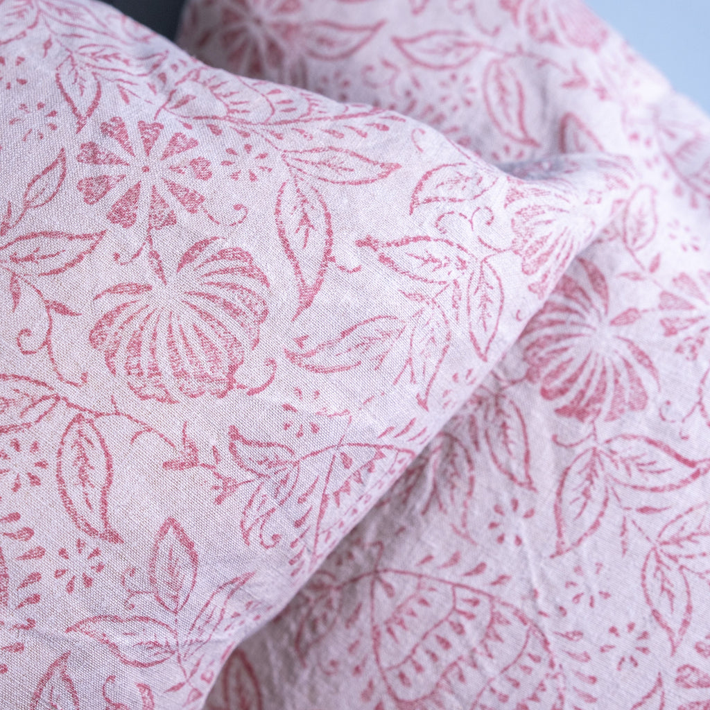 Hand made printed cushion cover,  antique French linen