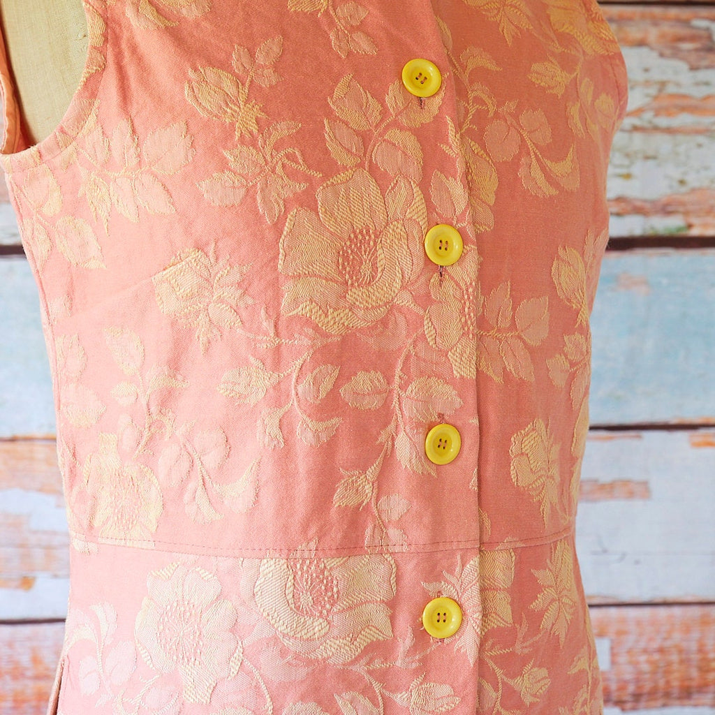 Sleeveless top in vintage French linen damask. Wear as waistcoat, blouse, jacket, shirt or sleeveles summer top