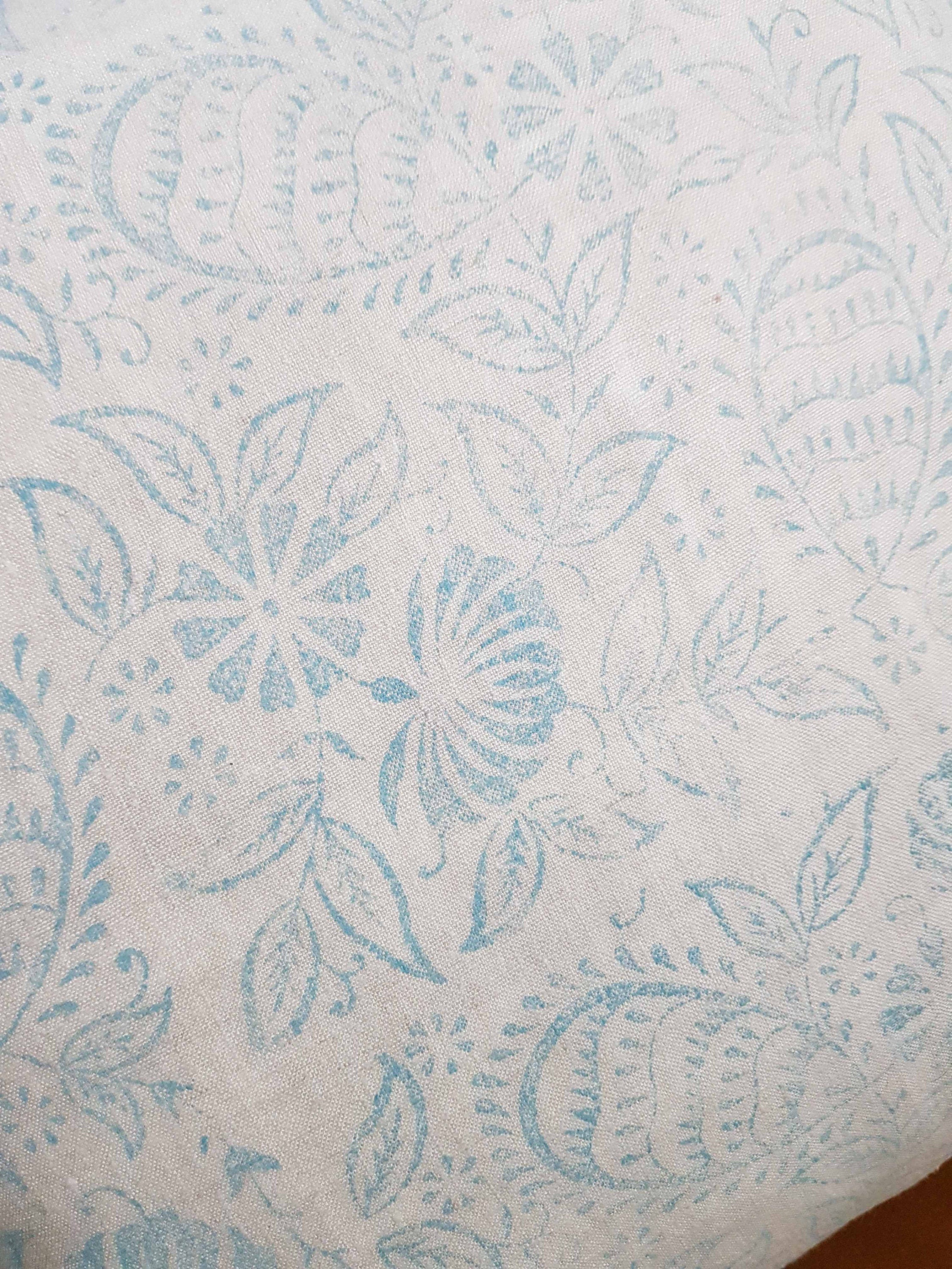 Hand made printed cushion cover,  antique French linen