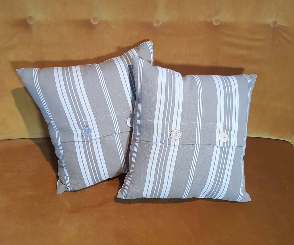 Hand made printed cushion cover,  antique French linen