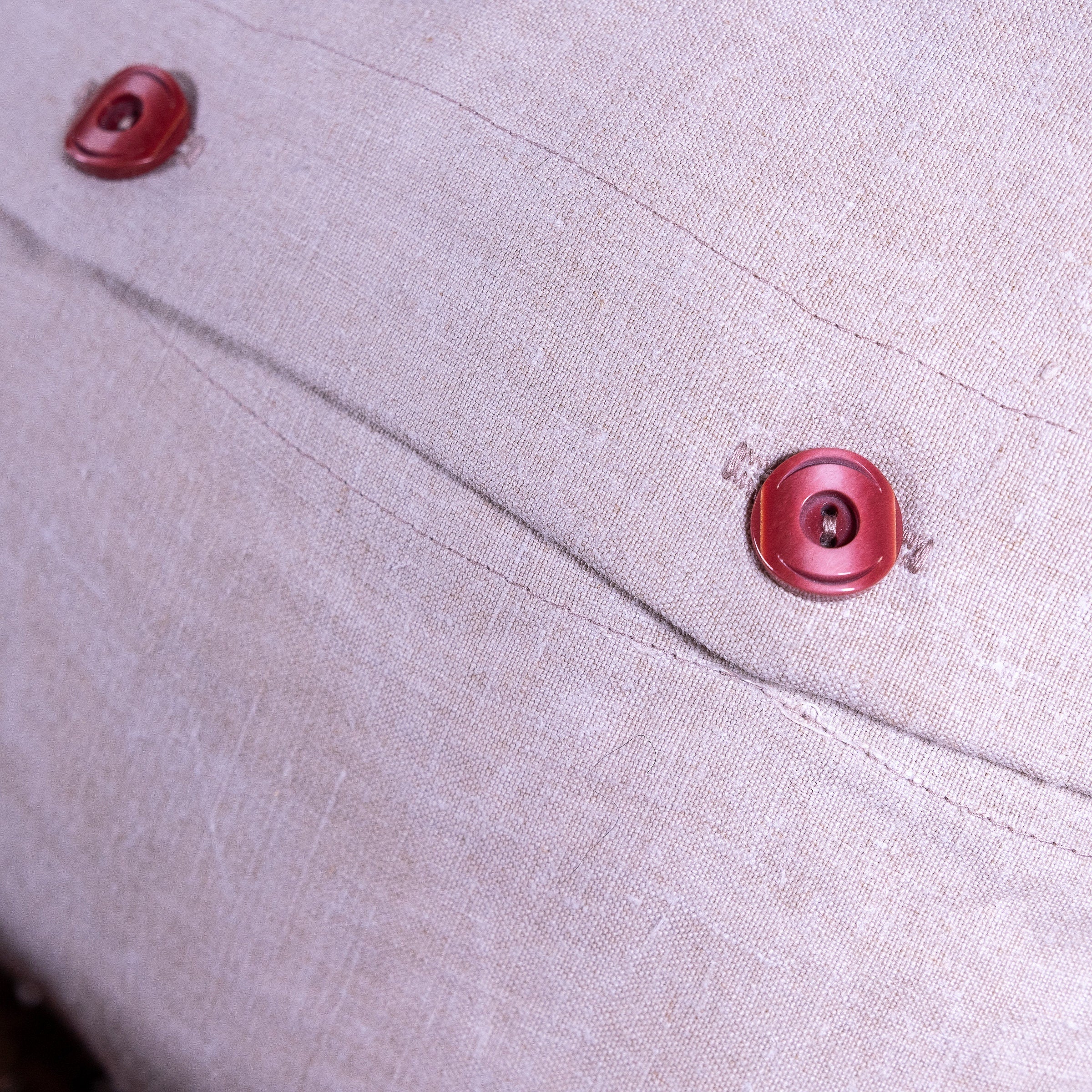 Hand made printed cushion cover,  antique French linen