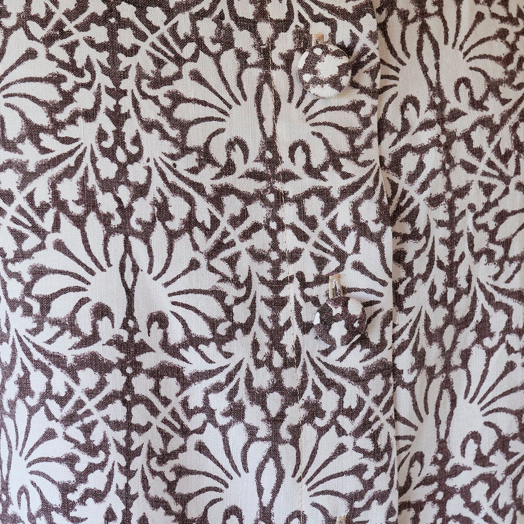 Sleeveless blouse, hand block printed antique French linen, waistcoat, top, jacket, shirt, summer