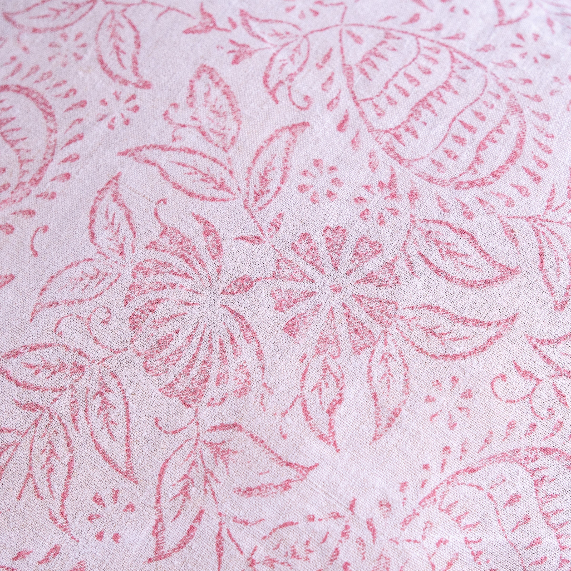 Hand made printed cushion cover,  antique French linen