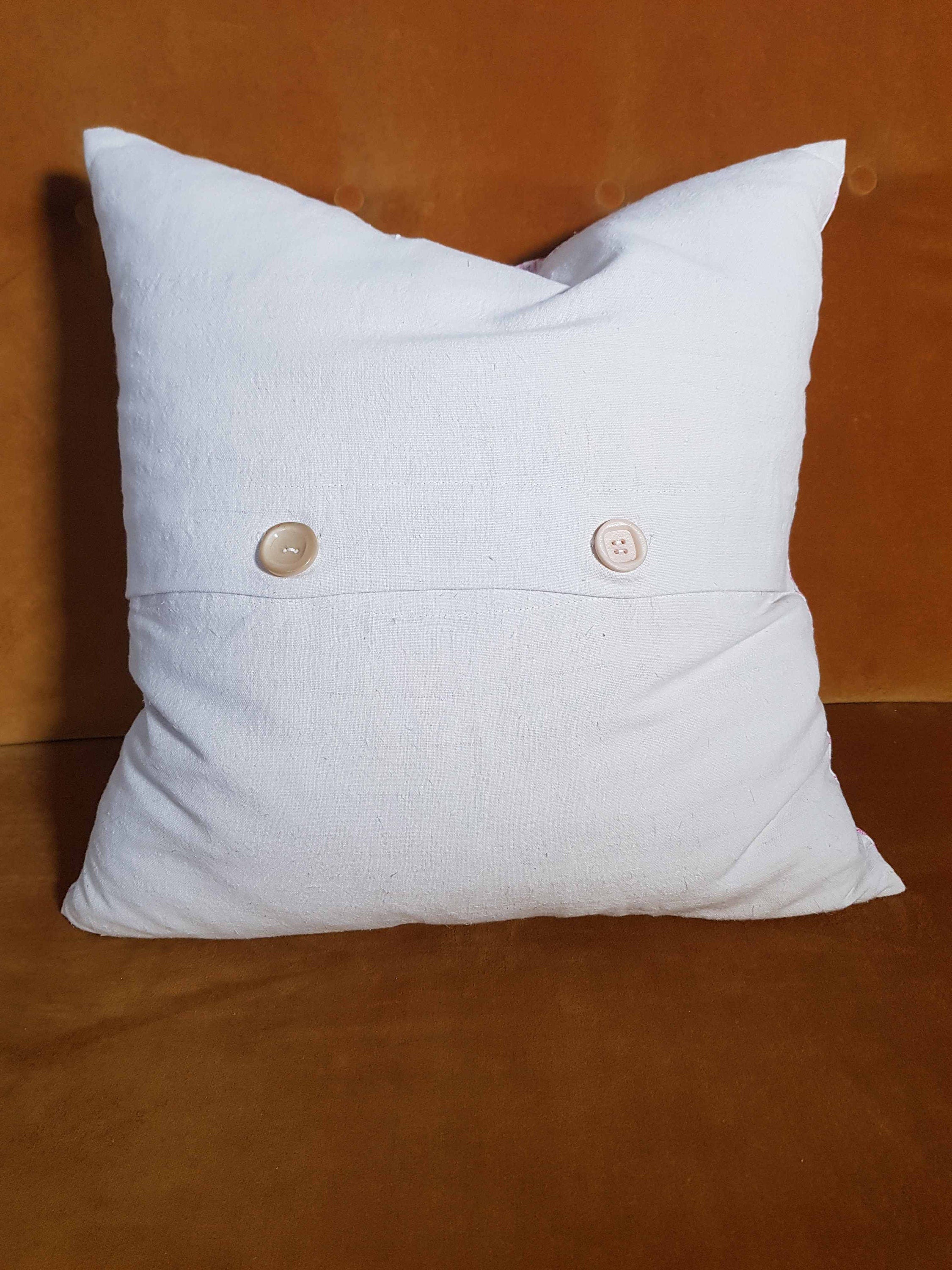 Large hand printed cushion cover,  antique French linen