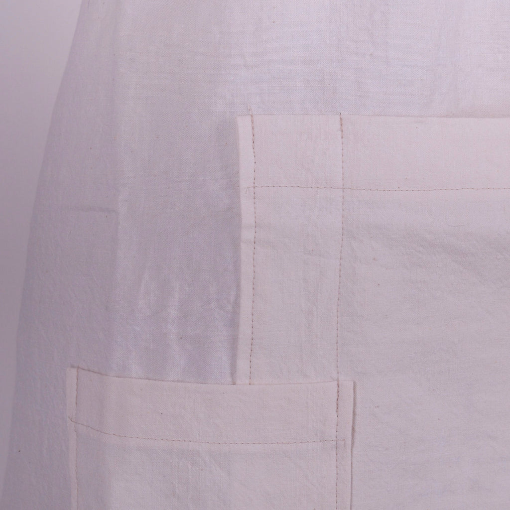 Hand Block Printed Linen Apron: Vintage French Style, Adjustable Neck