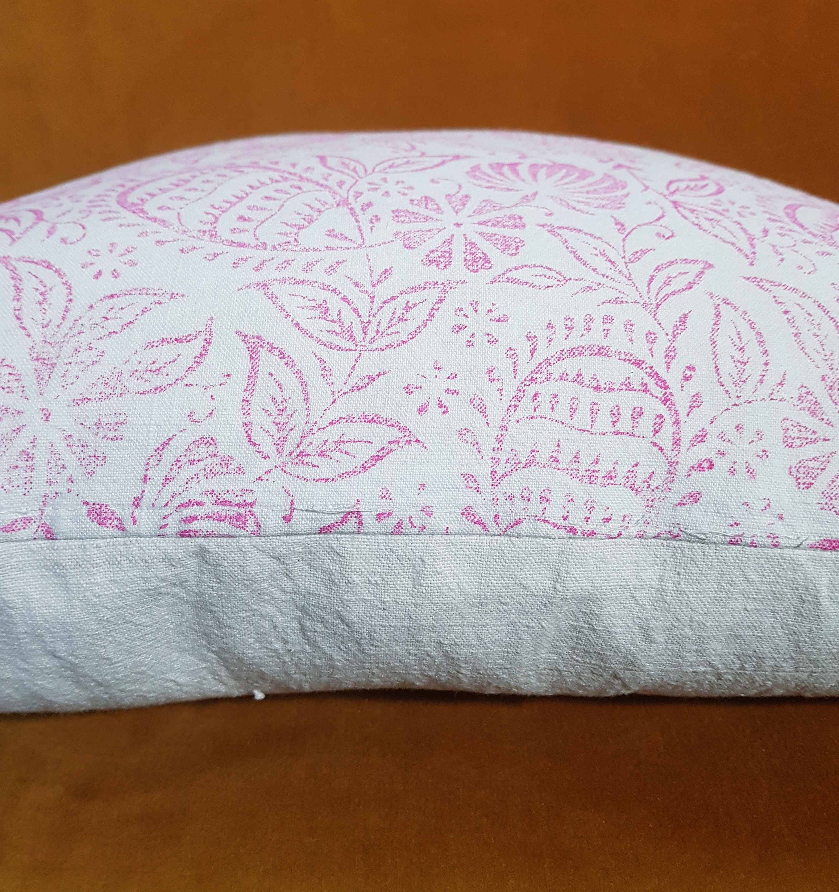 Large hand printed cushion cover,  antique French linen