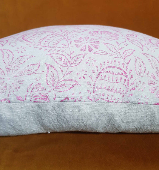Large hand printed cushion cover,  antique French linen