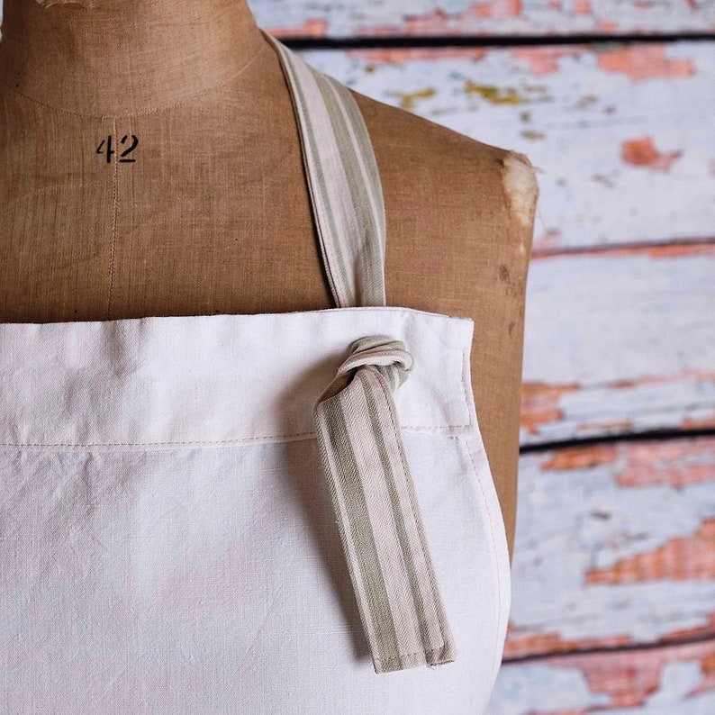Large Vintage French Linen Apron: Chef, Baking, Gardening