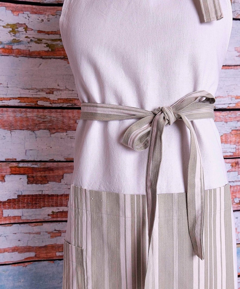 Large Vintage French Linen Apron: Chef, Baking, Gardening