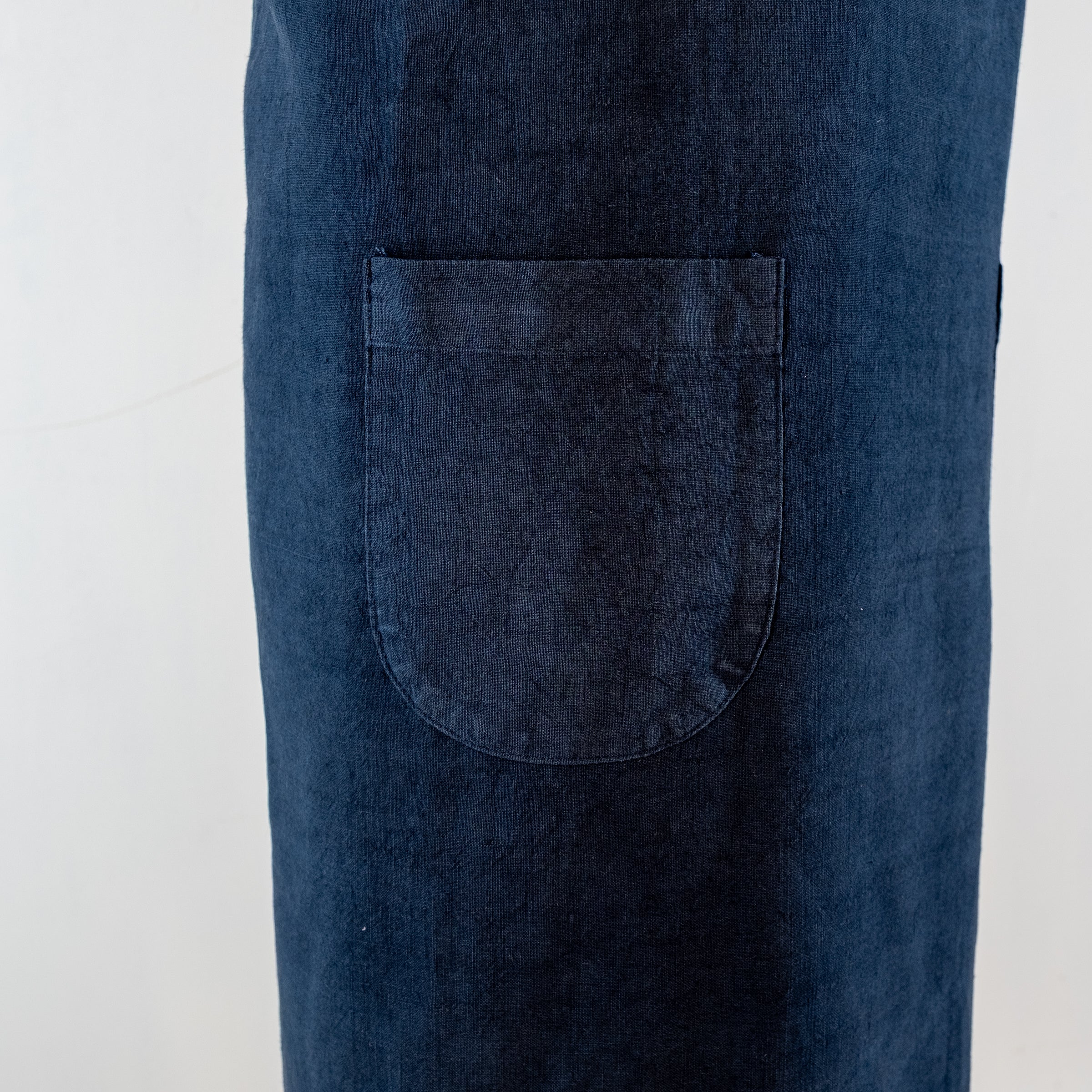 Dark Blue, Hand-Dyed Antique French Linen Pinafore Apron