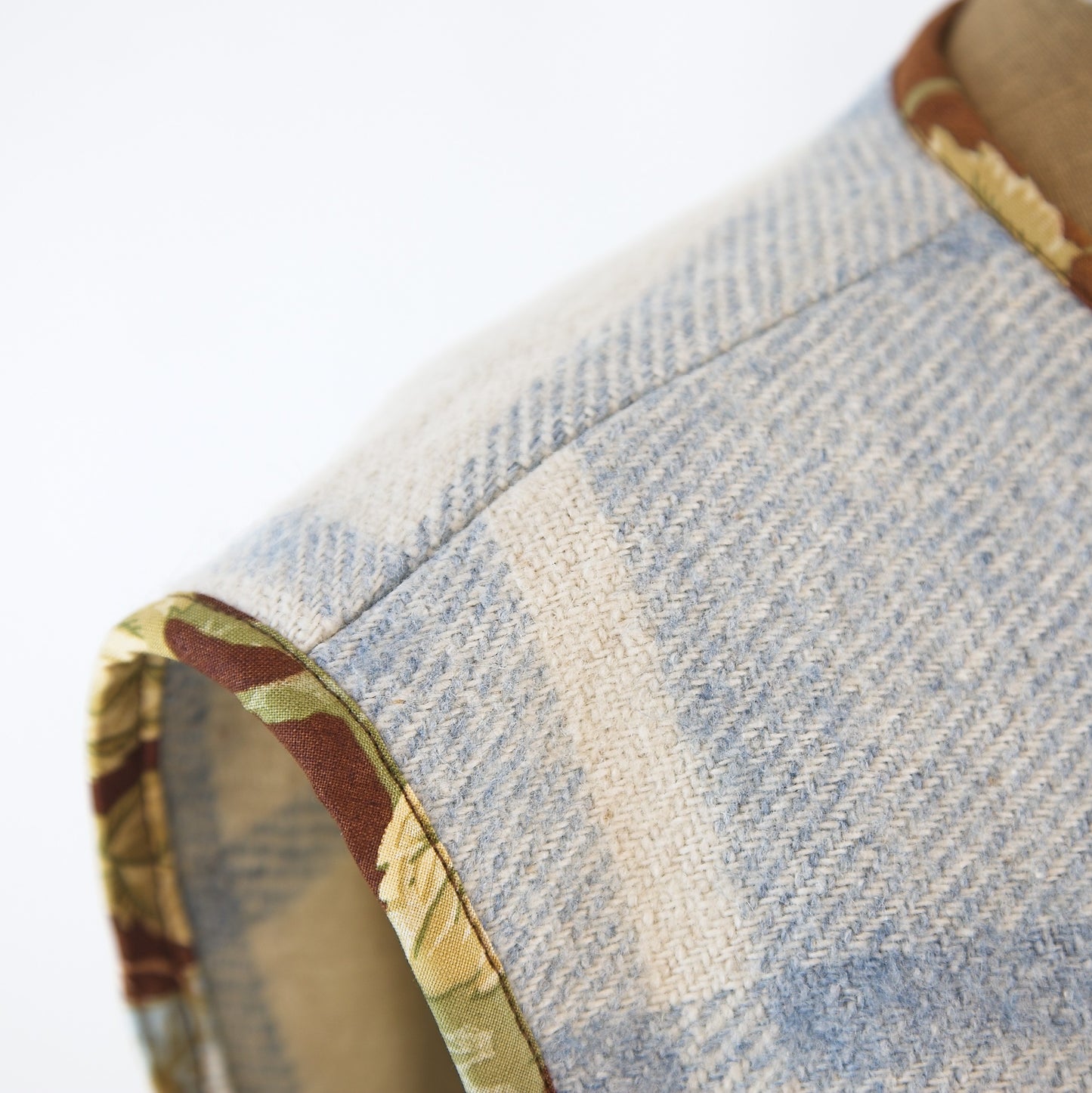 Sleeveless gilet; vintage French wool blanket and Sanderson chintz