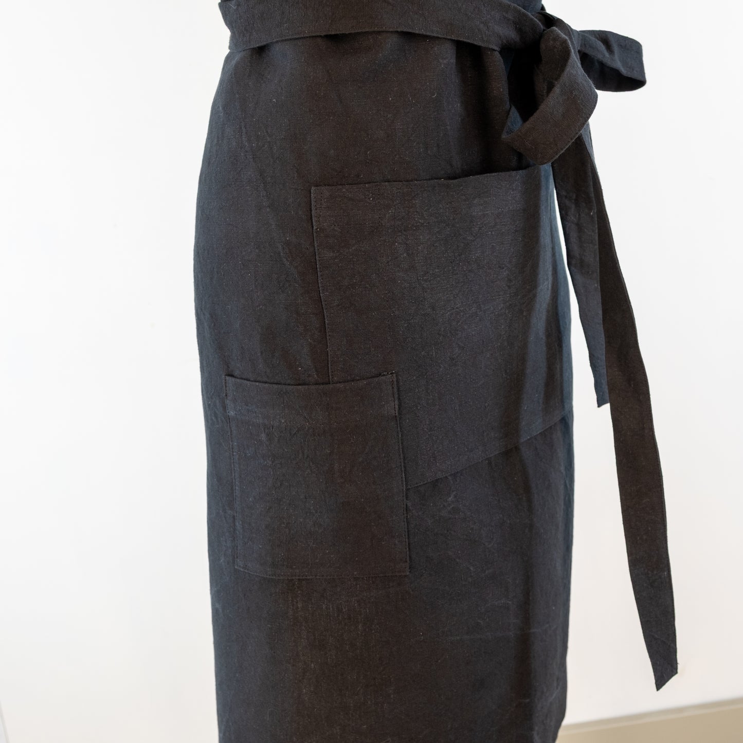 Large Charcoal cook's apron, dyed vintage French linen - baking, cooking, gardening, chef's, gift, unisex, barbecue