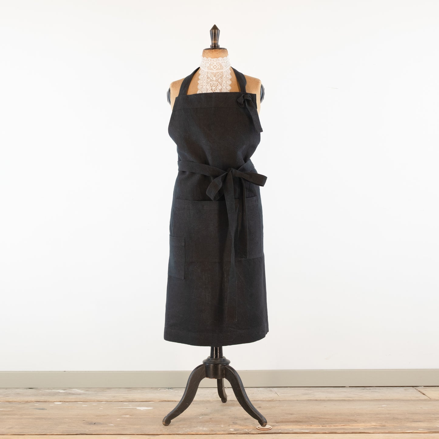 Large Charcoal cook's apron, dyed vintage French linen - baking, cooking, gardening, chef's, gift, unisex, barbecue