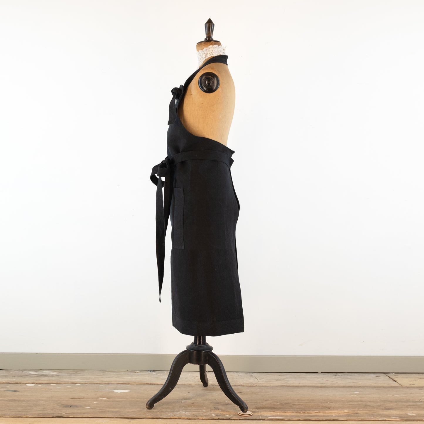 Large Charcoal cook's apron, dyed vintage French linen - baking, cooking, gardening, chef's, gift, unisex, barbecue
