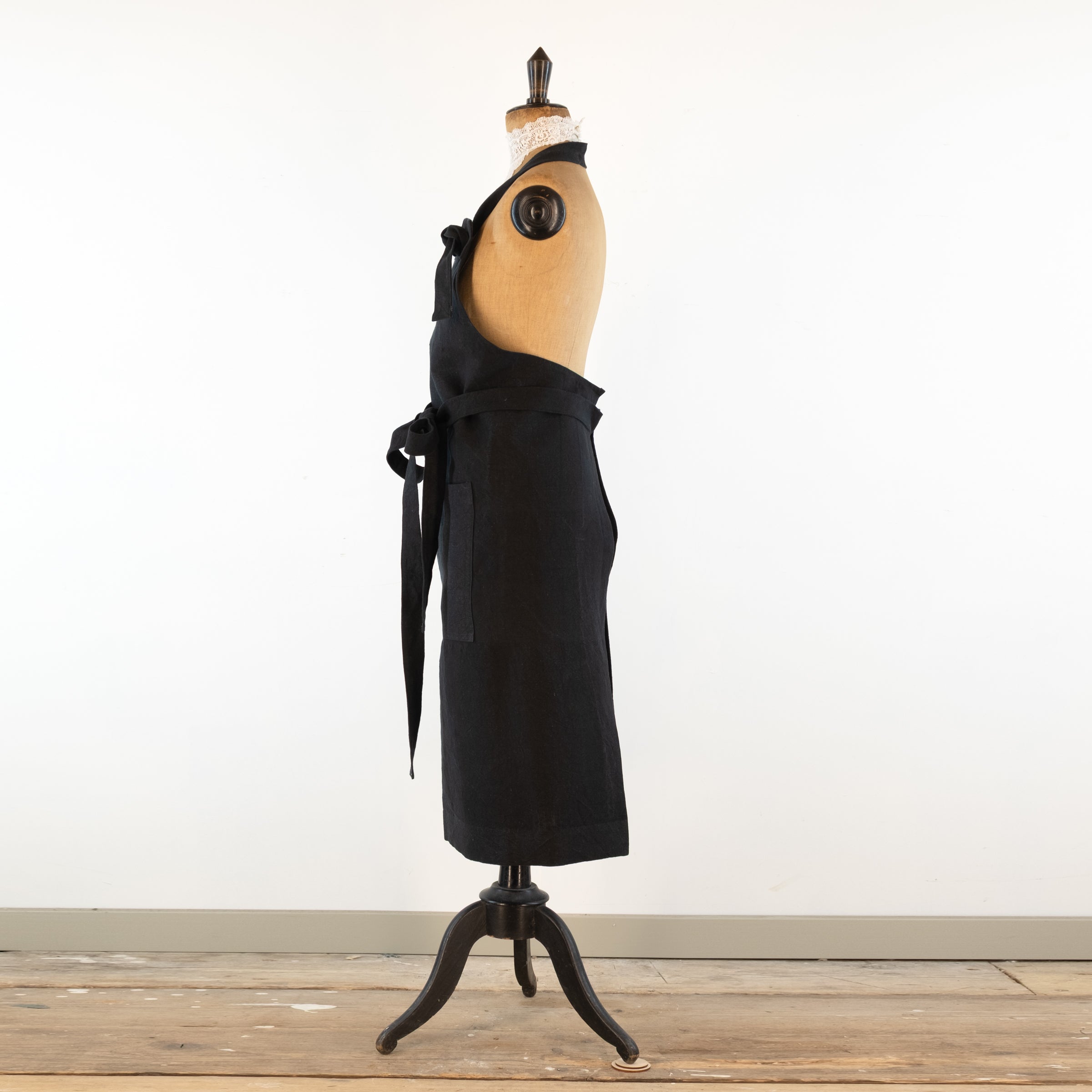 Large Charcoal cook's apron, dyed vintage French linen - baking, cooking, gardening, chef's, gift, unisex, barbecue