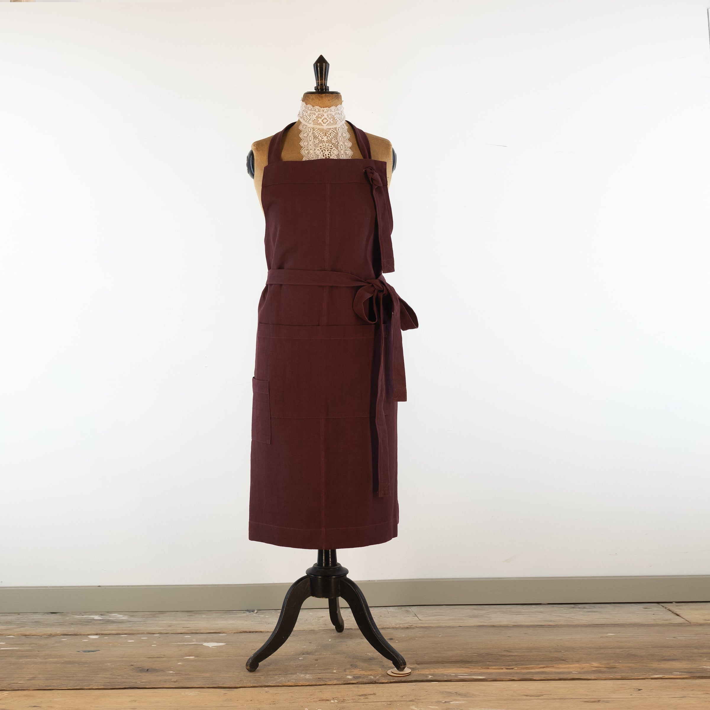 Large cook's apron, dyed vintage French linen - baking, cooking, gardening, chef's, gift, unisex, barbecue