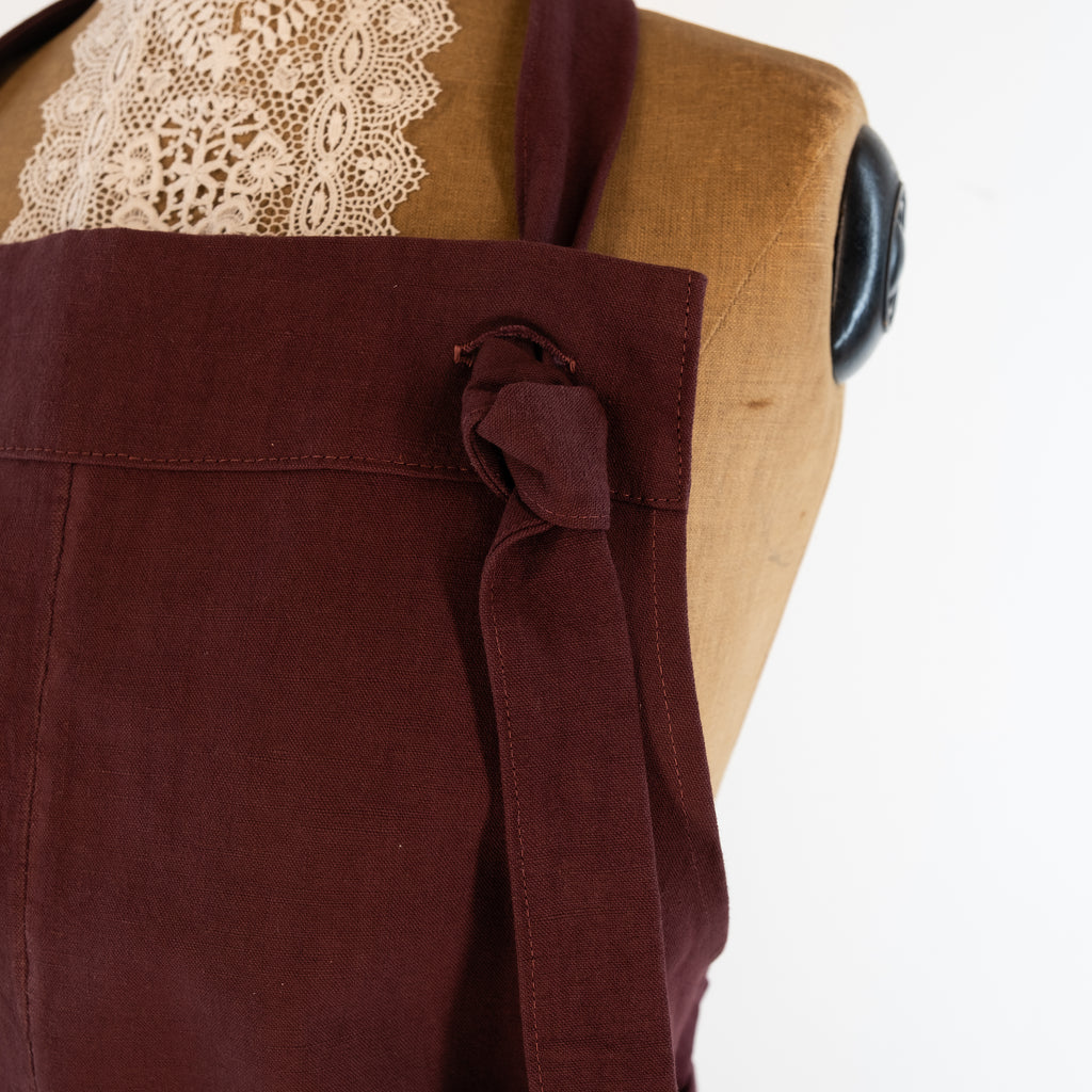 Large cook's apron, dyed vintage French linen - baking, cooking, gardening, chef's, gift, unisex, barbecue