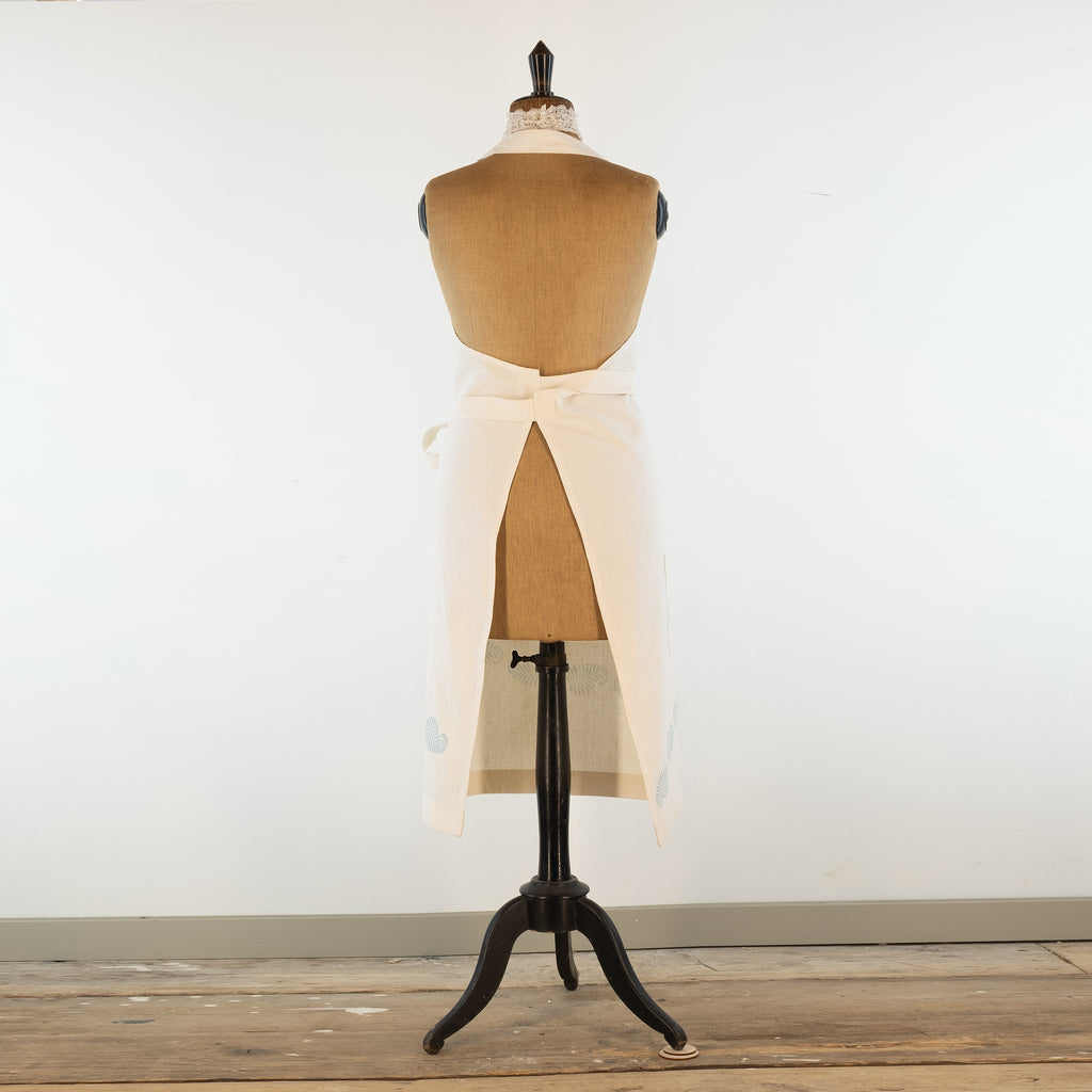 Hand Block Printed Linen Apron: Vintage French Style, Adjustable Neck -  for baking, cooking, gardening, chef's, gift, unisex, barbecue