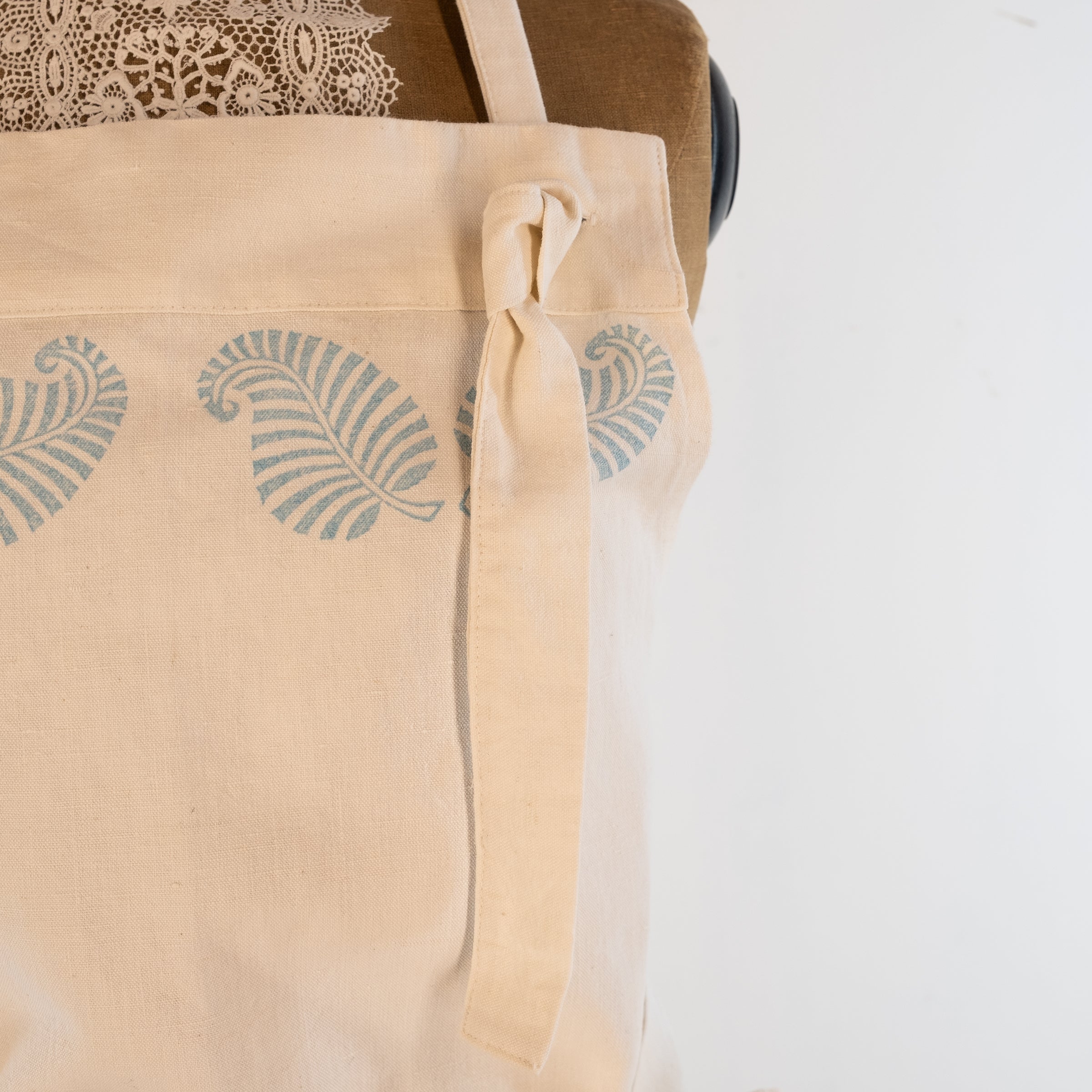 Hand Block Printed Linen Apron: Vintage French Style, Adjustable Neck -  for baking, cooking, gardening, chef's, gift, unisex, barbecue