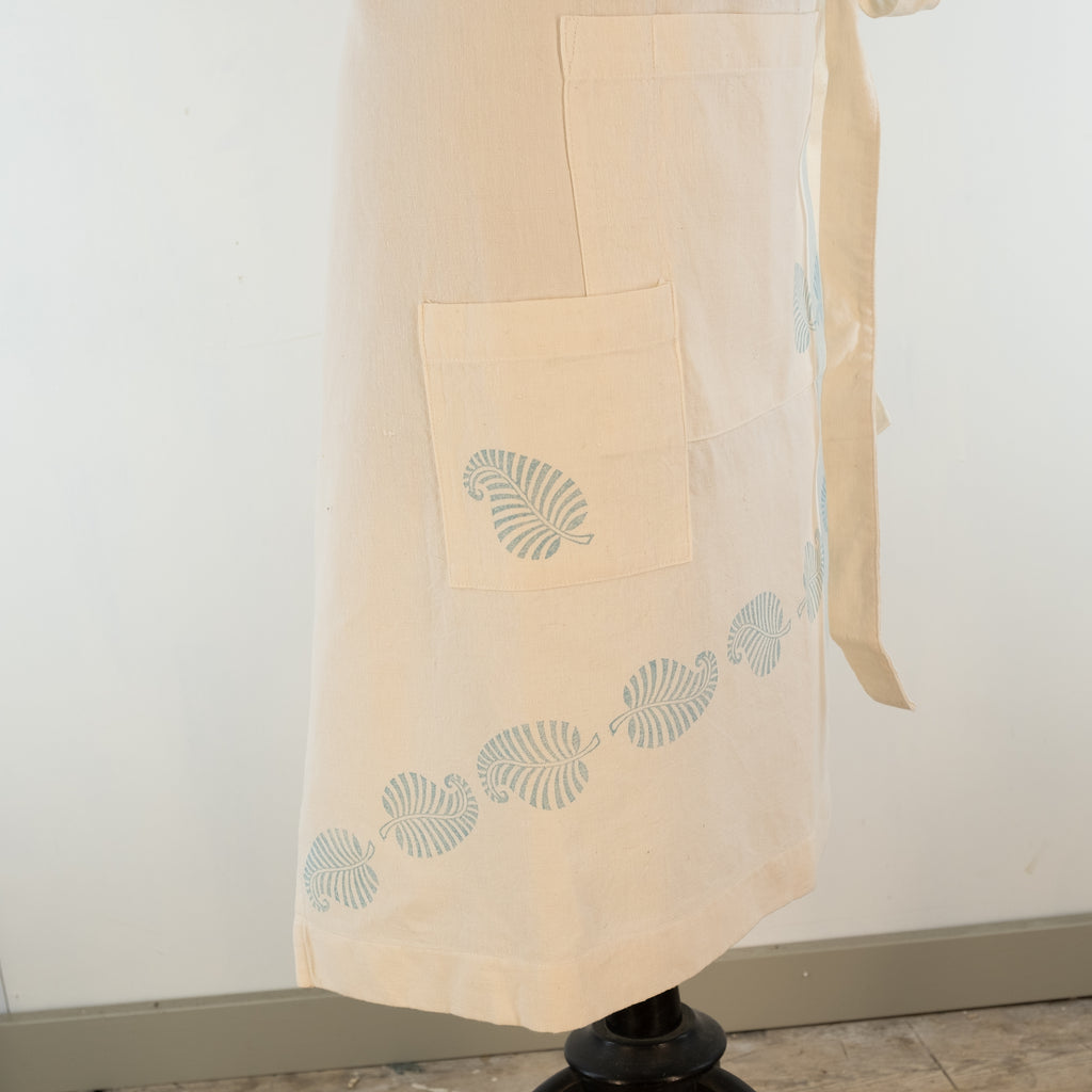 Hand Block Printed Linen Apron: Vintage French Style, Adjustable Neck -  for baking, cooking, gardening, chef's, gift, unisex, barbecue