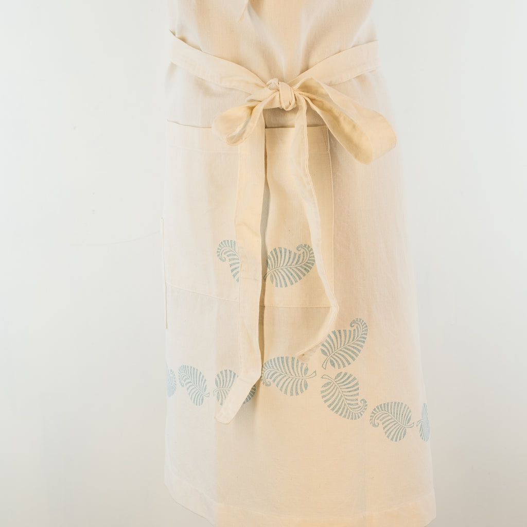 Hand Block Printed Linen Apron: Vintage French Style, Adjustable Neck -  for baking, cooking, gardening, chef's, gift, unisex, barbecue