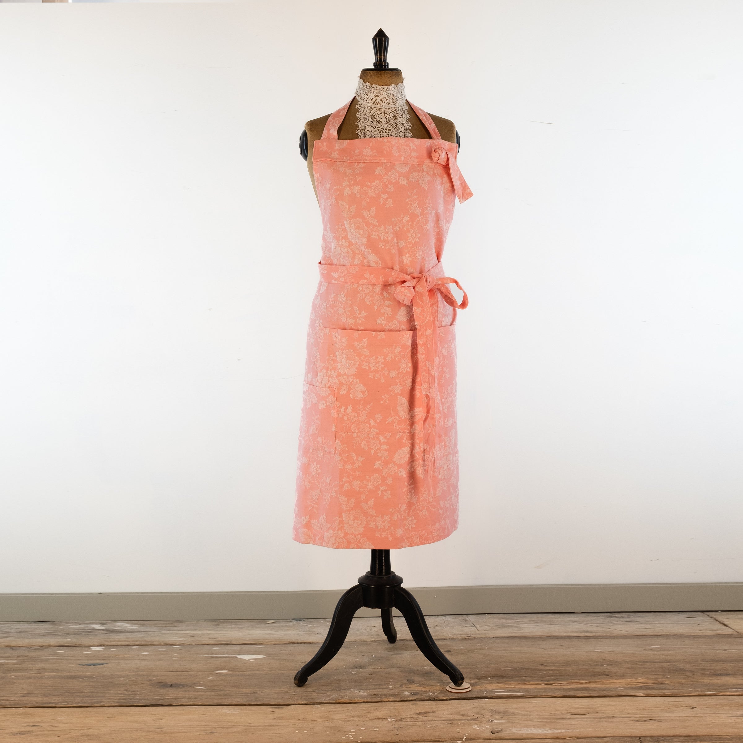 Large, pink ticking apron - for baking, cooking, gardening, chef's, gift, unisex, barbecue