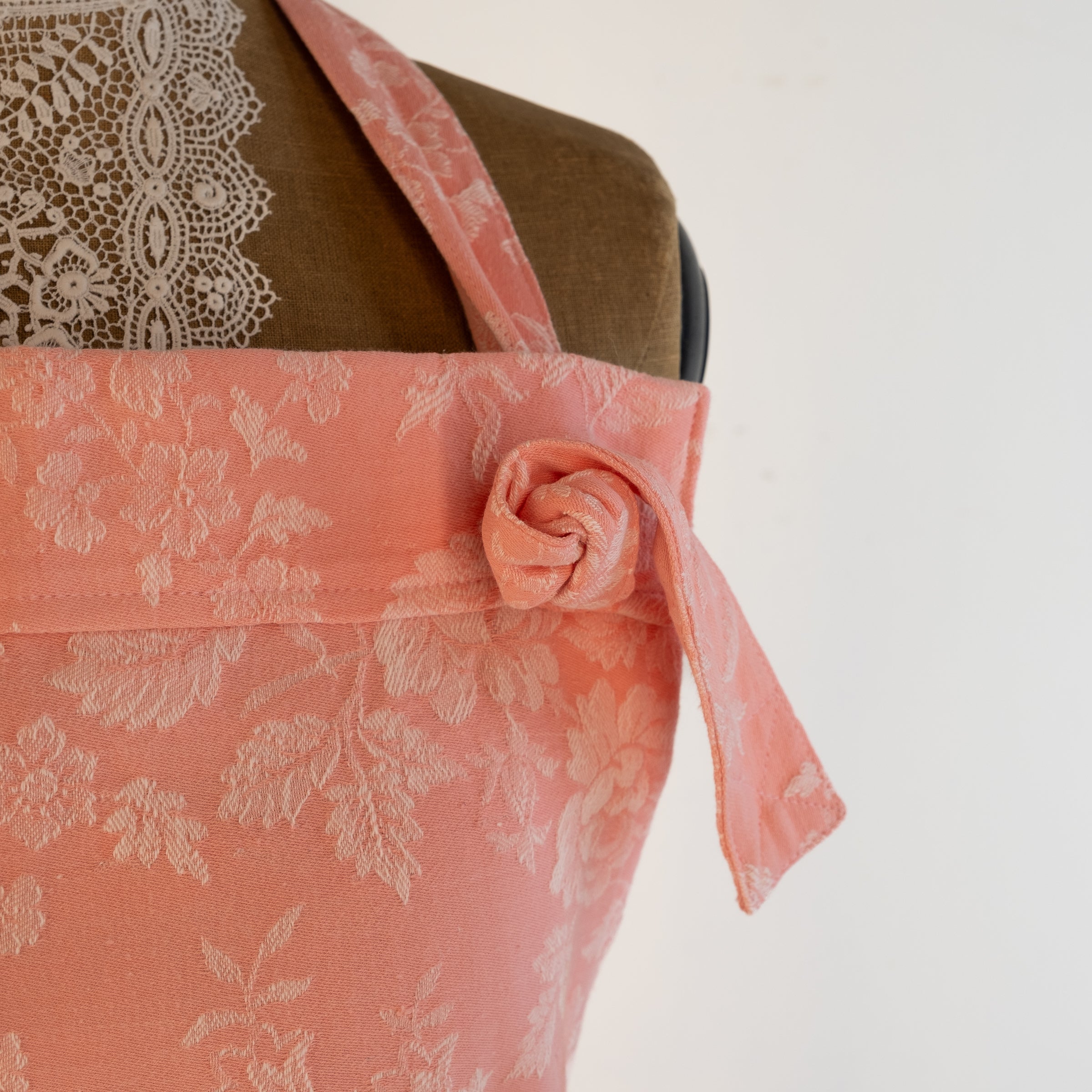 Large, pink ticking apron - for baking, cooking, gardening, chef's, gift, unisex, barbecue