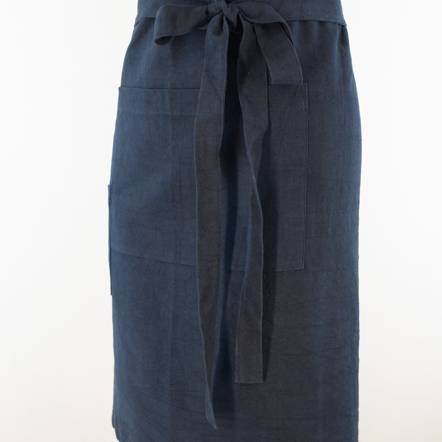 Large dark blue cook's apron, dyed vintage French linen - for baking, cooking, gardening, chef's, gift, unisex, barbecue