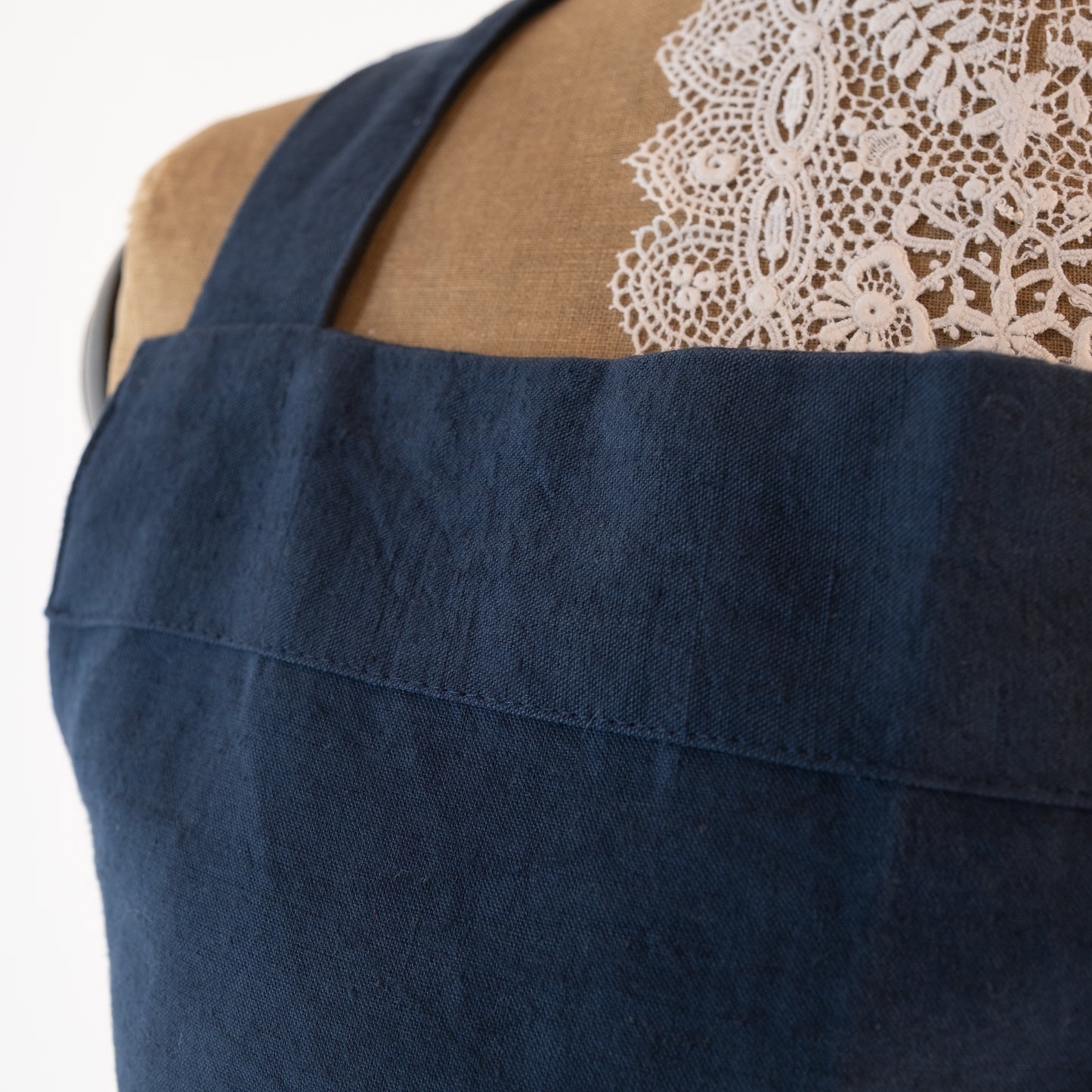 Large dark blue cook's apron, dyed vintage French linen - for baking, cooking, gardening, chef's, gift, unisex, barbecue