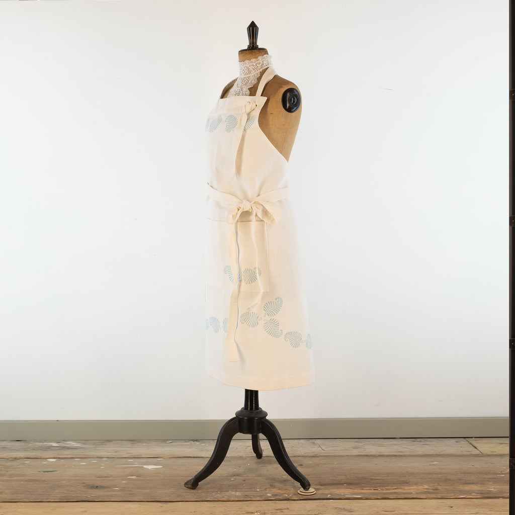 Hand Block Printed Linen Apron: Vintage French Style, Adjustable Neck -  for baking, cooking, gardening, chef's, gift, unisex, barbecue