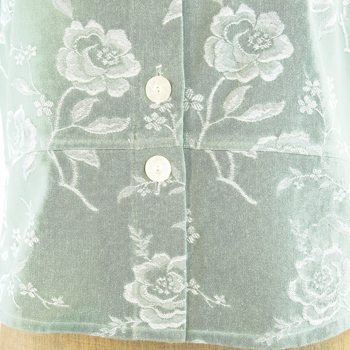 Sleeveless top in vintage French cotton damask, waistcoat, blouse, jacket, shirt, summer