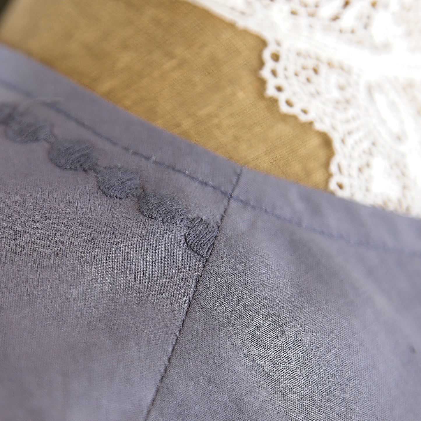 Sleeveless Top: hand dyed vintage embroidered cotton