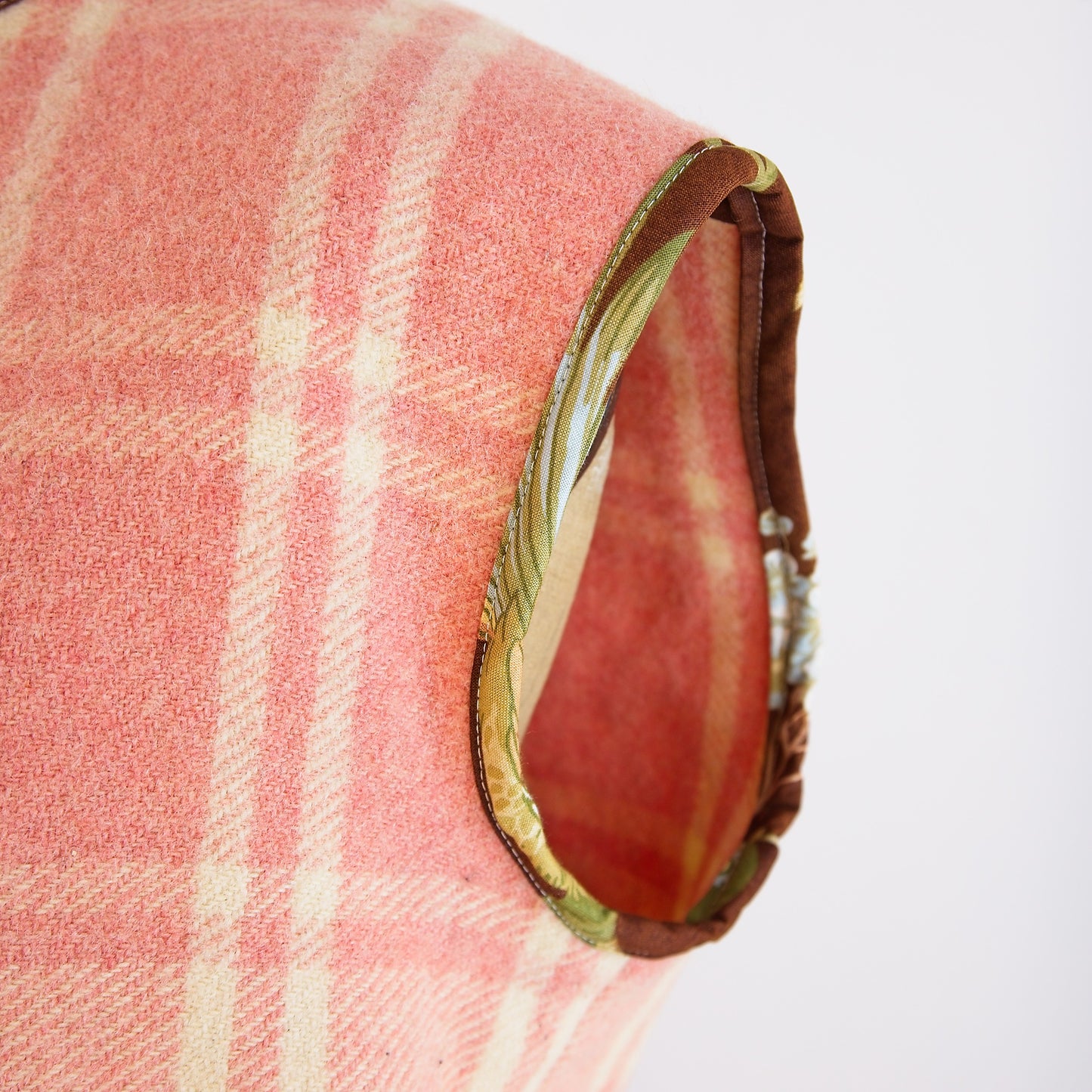 Sleeveless gilet; vintage French wool blanket and Sanderson chintz