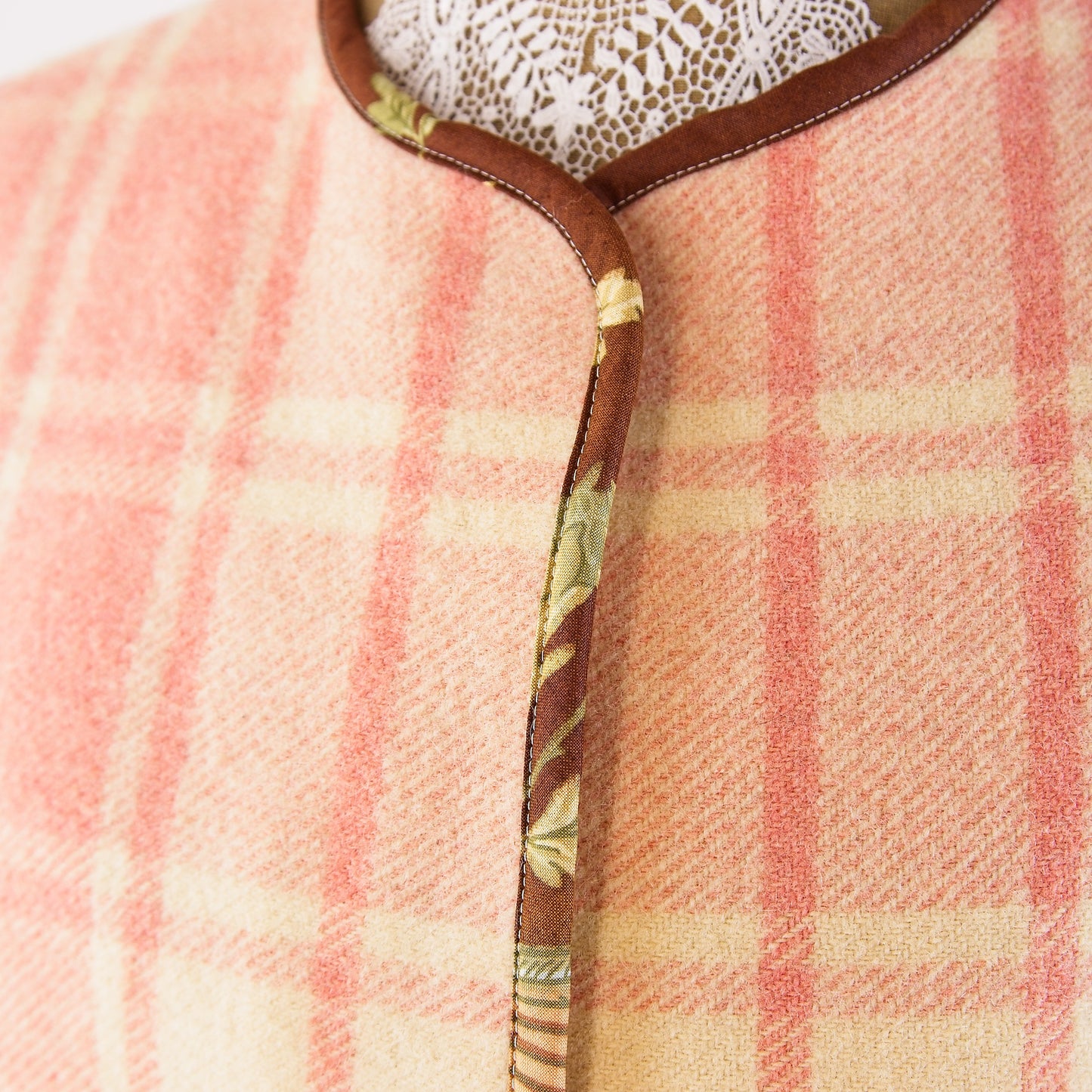 Sleeveless gilet; vintage French wool blanket and Sanderson chintz