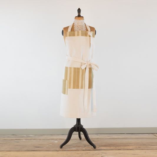 Large Ticking detailed cook's apron, natural vintage French linen - baking, cooking, gardening, chef's, gift, unisex, barbecue
