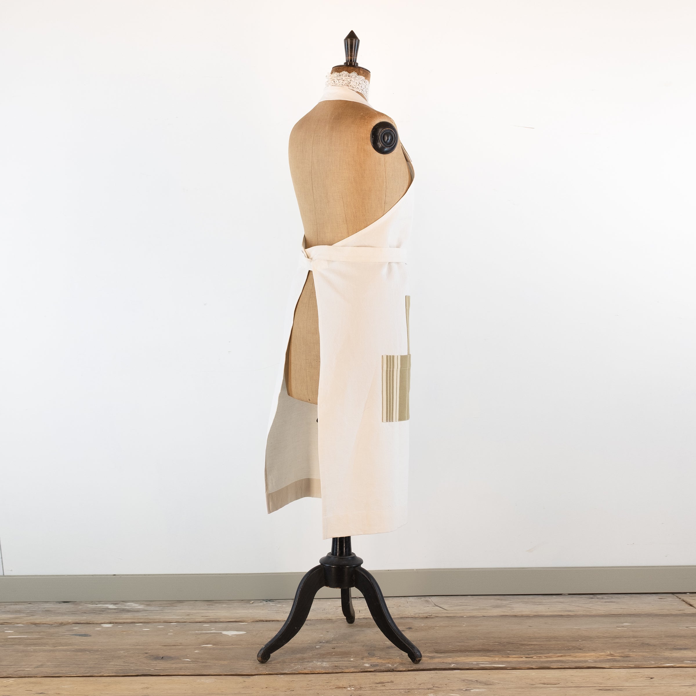 Large Ticking detailed cook's apron, natural vintage French linen - baking, cooking, gardening, chef's, gift, unisex, barbecue