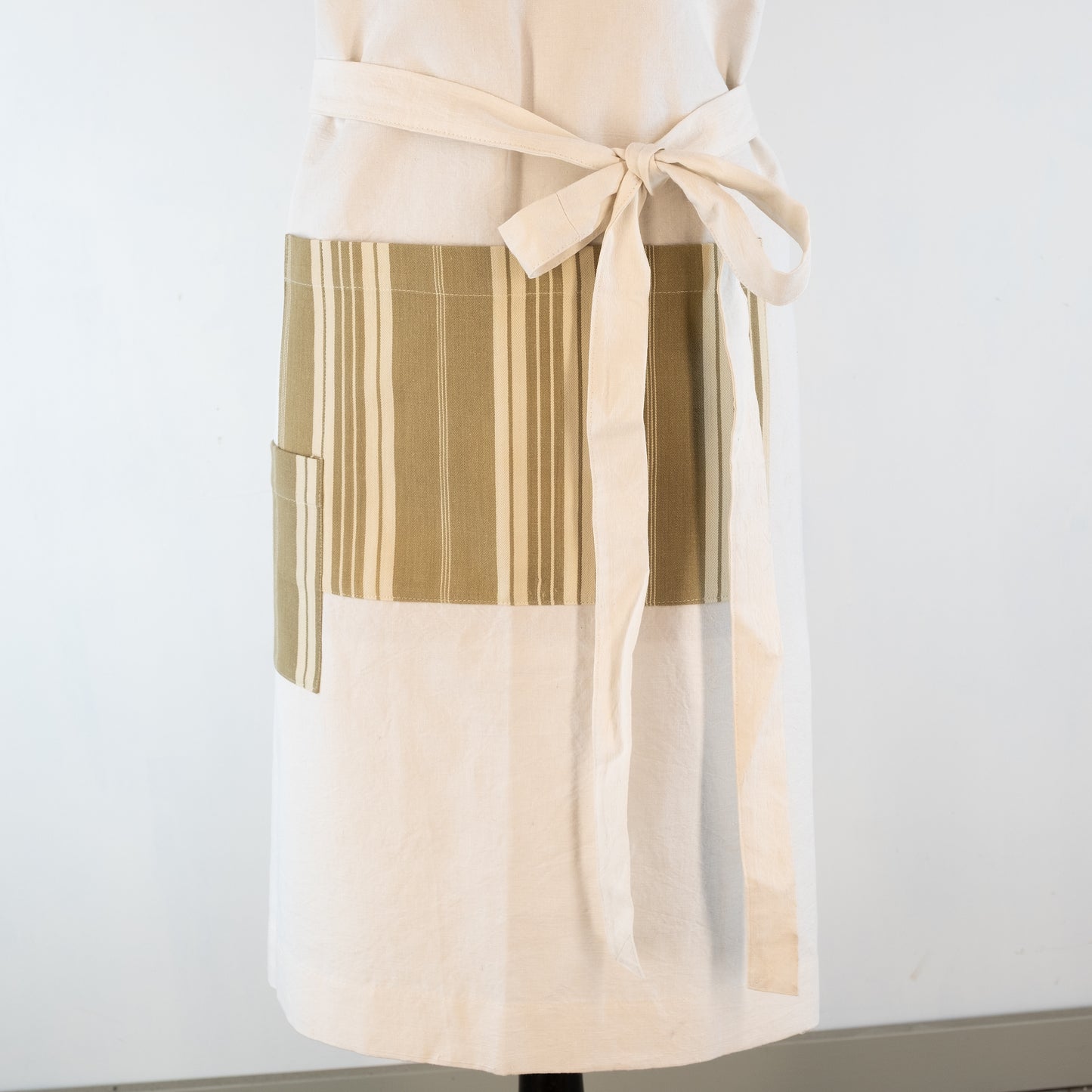 Large Ticking detailed cook's apron, natural vintage French linen - baking, cooking, gardening, chef's, gift, unisex, barbecue
