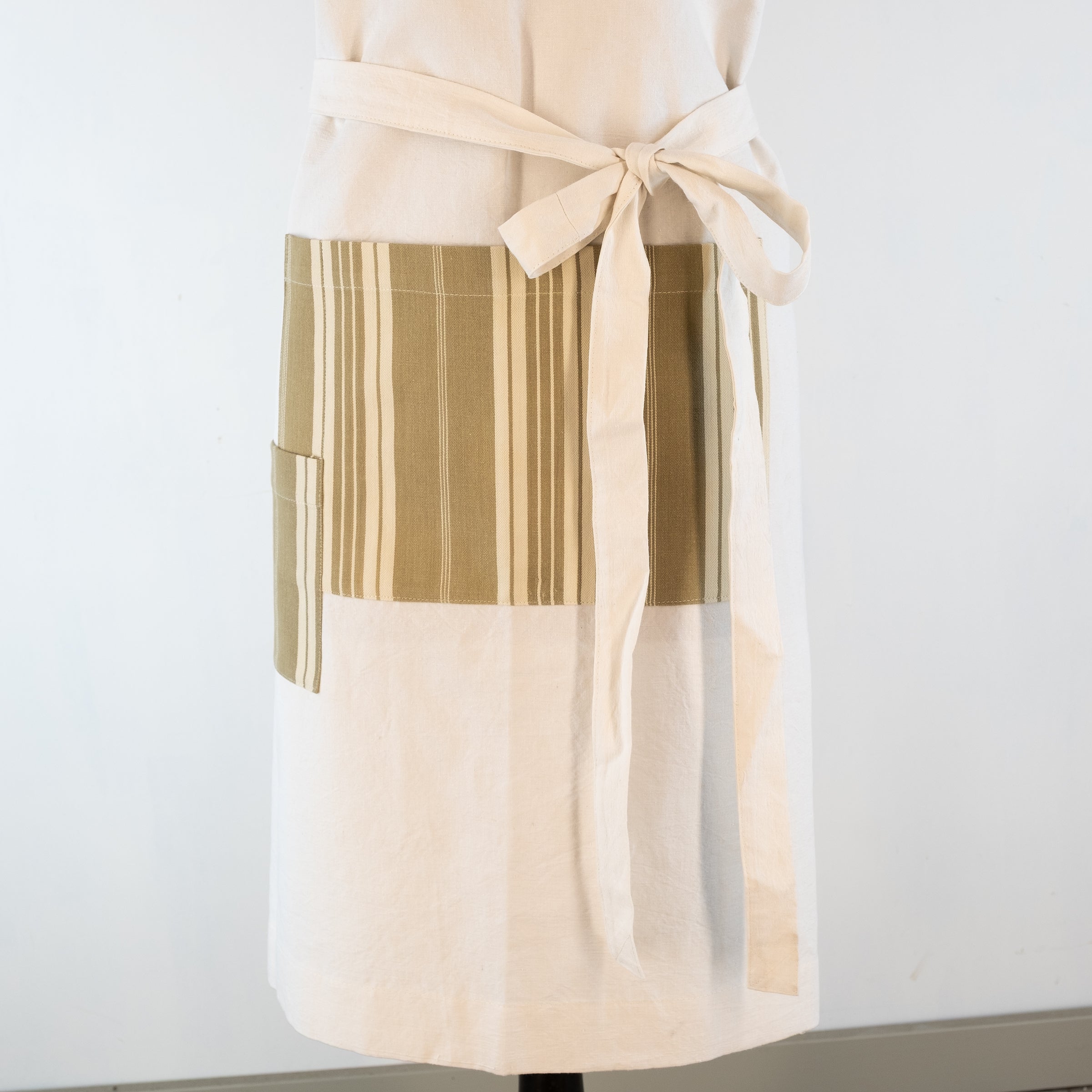 Large Ticking detailed cook's apron, natural vintage French linen - baking, cooking, gardening, chef's, gift, unisex, barbecue