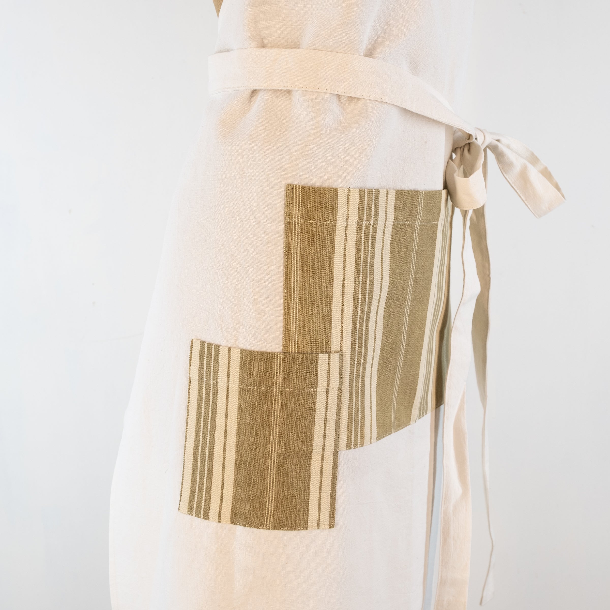 Large Ticking detailed cook's apron, natural vintage French linen - baking, cooking, gardening, chef's, gift, unisex, barbecue