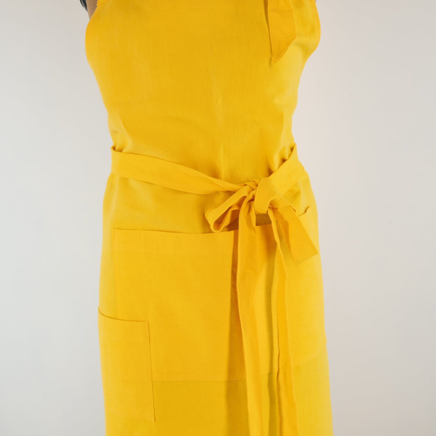 Large yellow cook's apron, dyed vintage French linen - baking, cooking, gardening, chef's, gift, unisex, barbecue