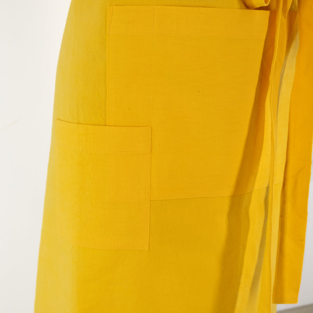 Large yellow cook's apron, dyed vintage French linen - baking, cooking, gardening, chef's, gift, unisex, barbecue