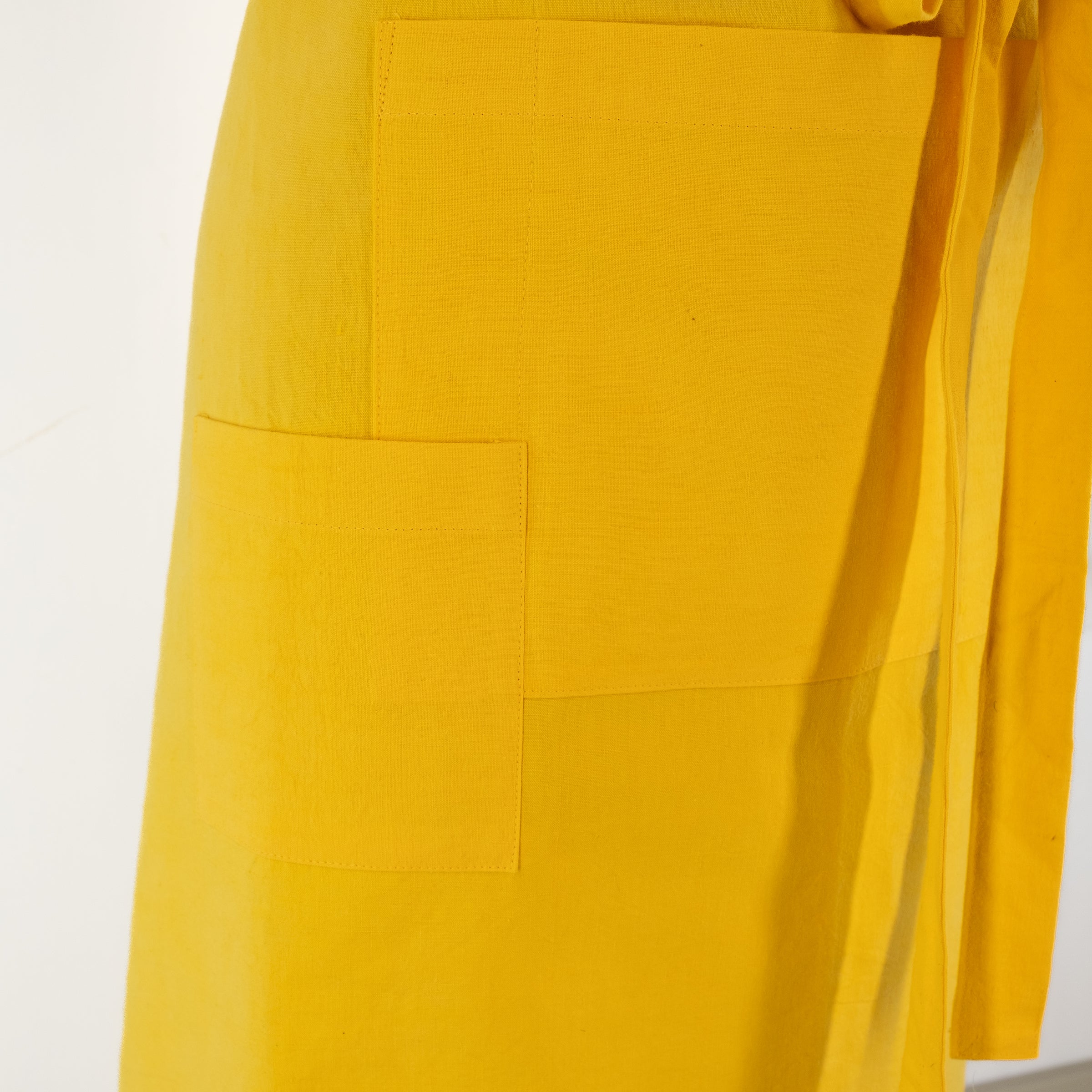 Large yellow cook's apron, dyed vintage French linen - baking, cooking, gardening, chef's, gift, unisex, barbecue