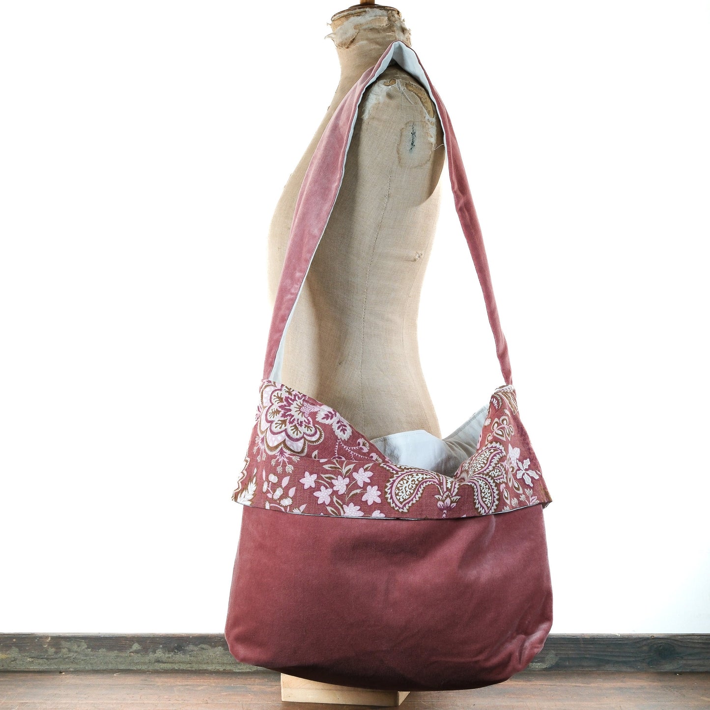 Slouchy tote bag with decorative cuff. Office, college, gym, beach, nappy bag
