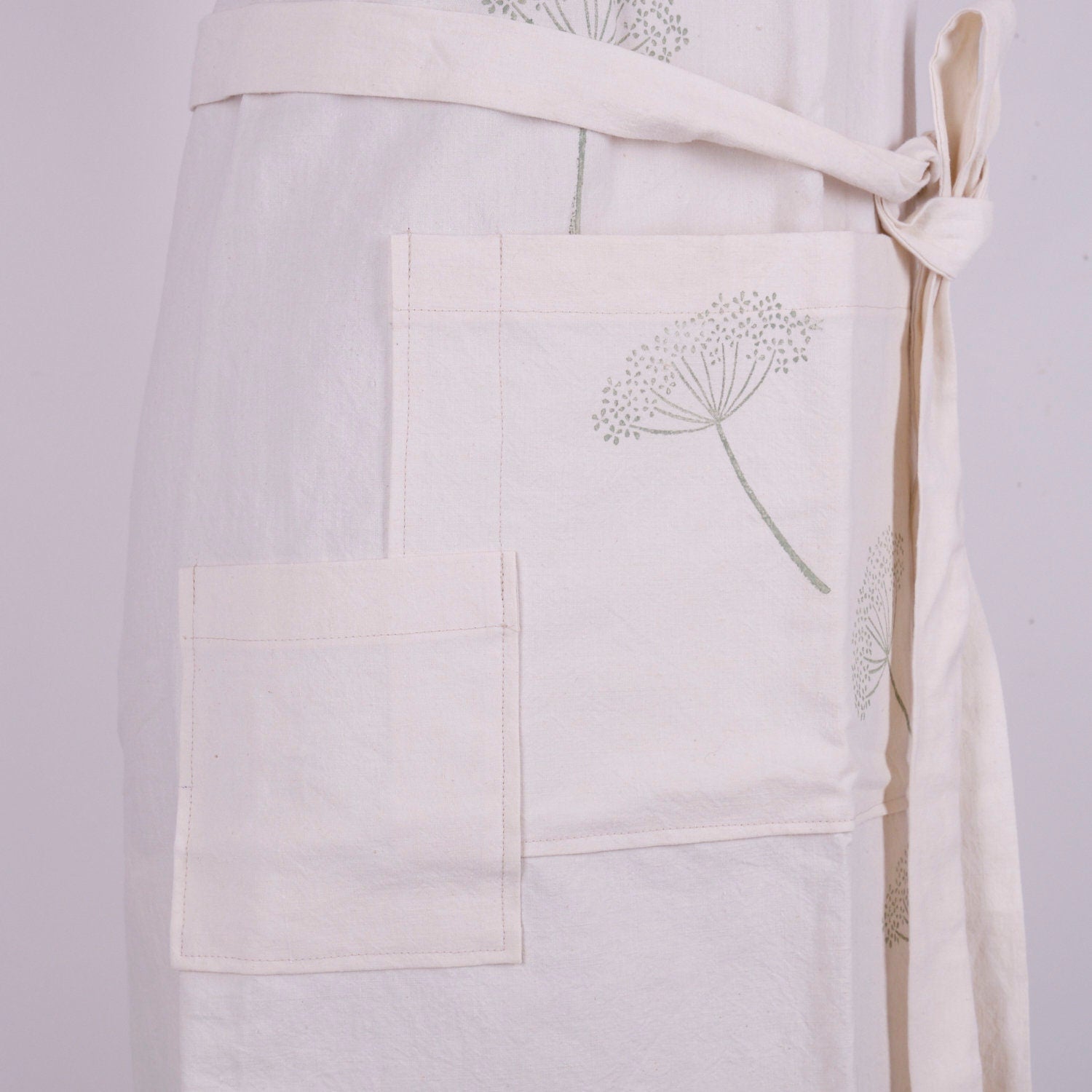 Hand Block Printed Linen Apron: Vintage French Style