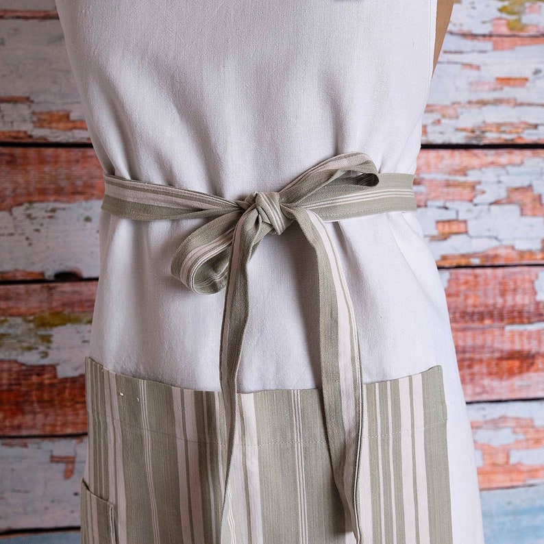 Large Vintage French Linen Apron: Chef, Baking, Gardening