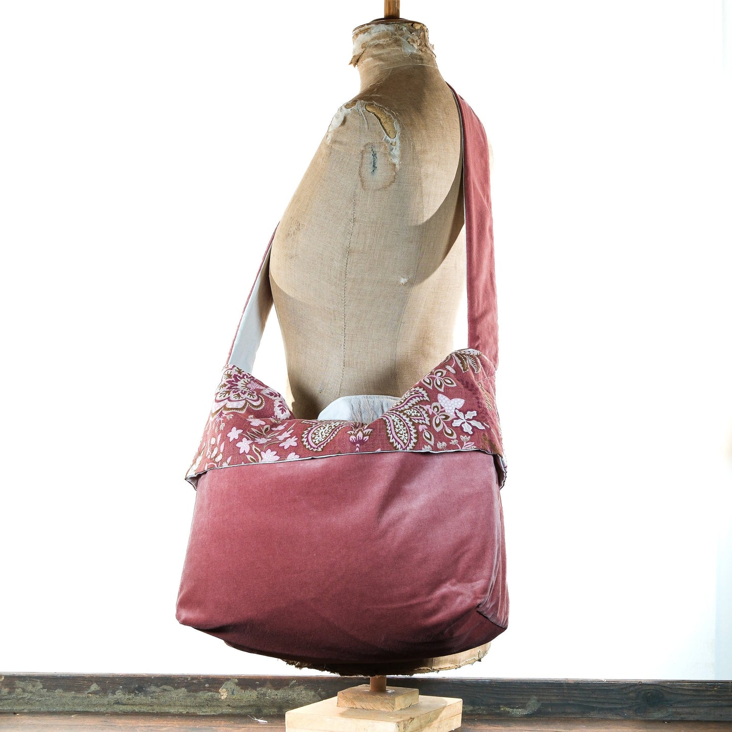 Slouchy tote bag with decorative cuff. Office, college, gym, beach, nappy bag