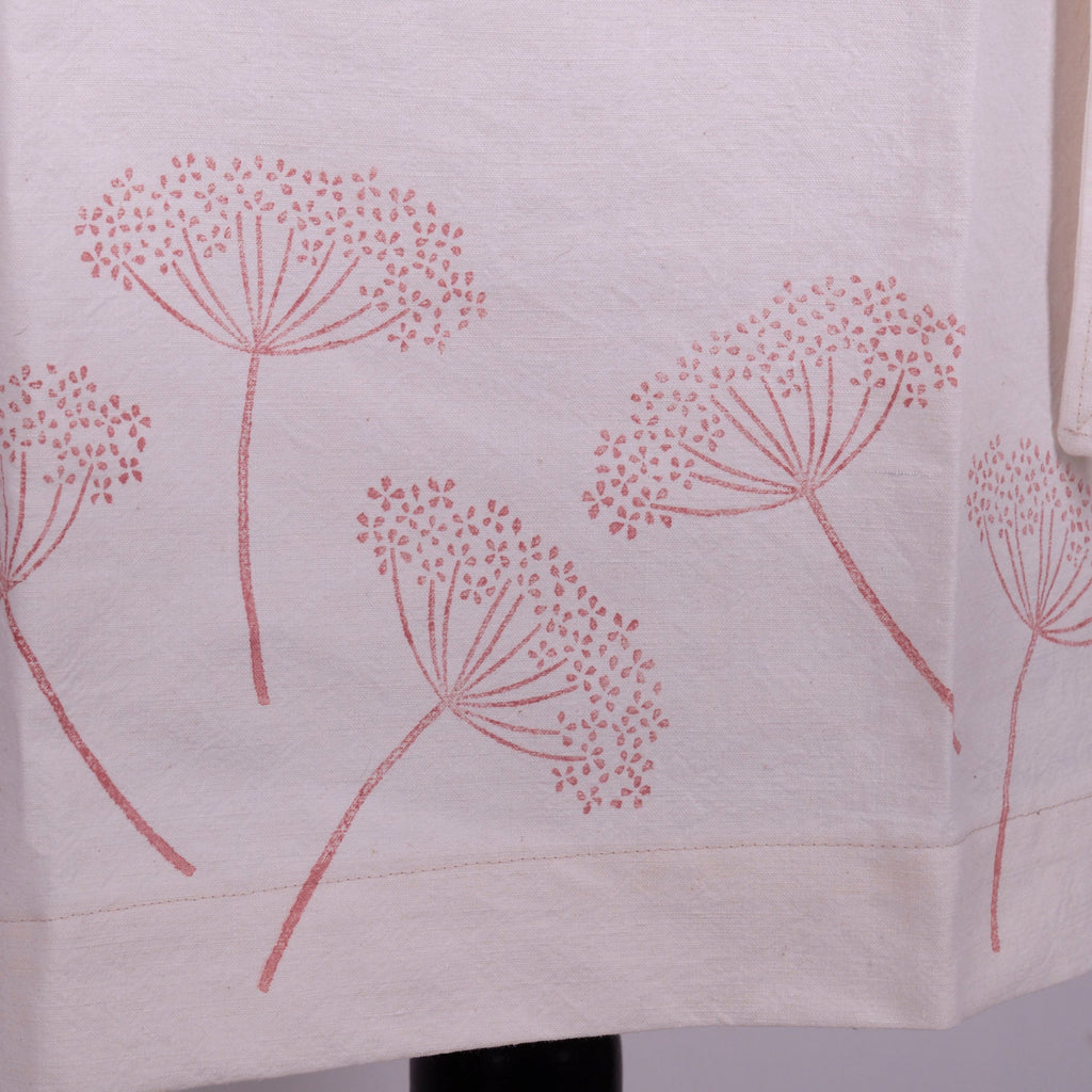 Hand Block Printed Linen Apron: Vintage French Style, Adjustable Neck