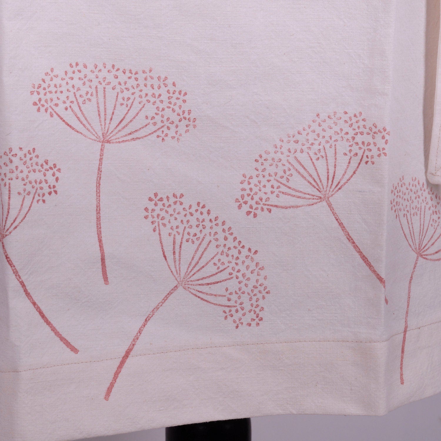 Hand Block Printed Linen Apron: Vintage French Style, Adjustable Neck