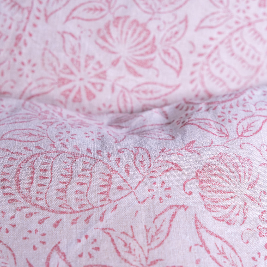 Hand made printed cushion cover,  antique French linen